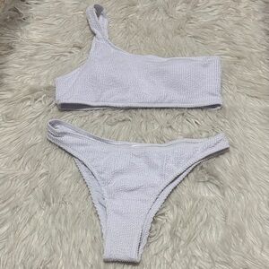 NWOT Yimisan Off White Textured One Shoulder 2 Piece Swim Suit Size L